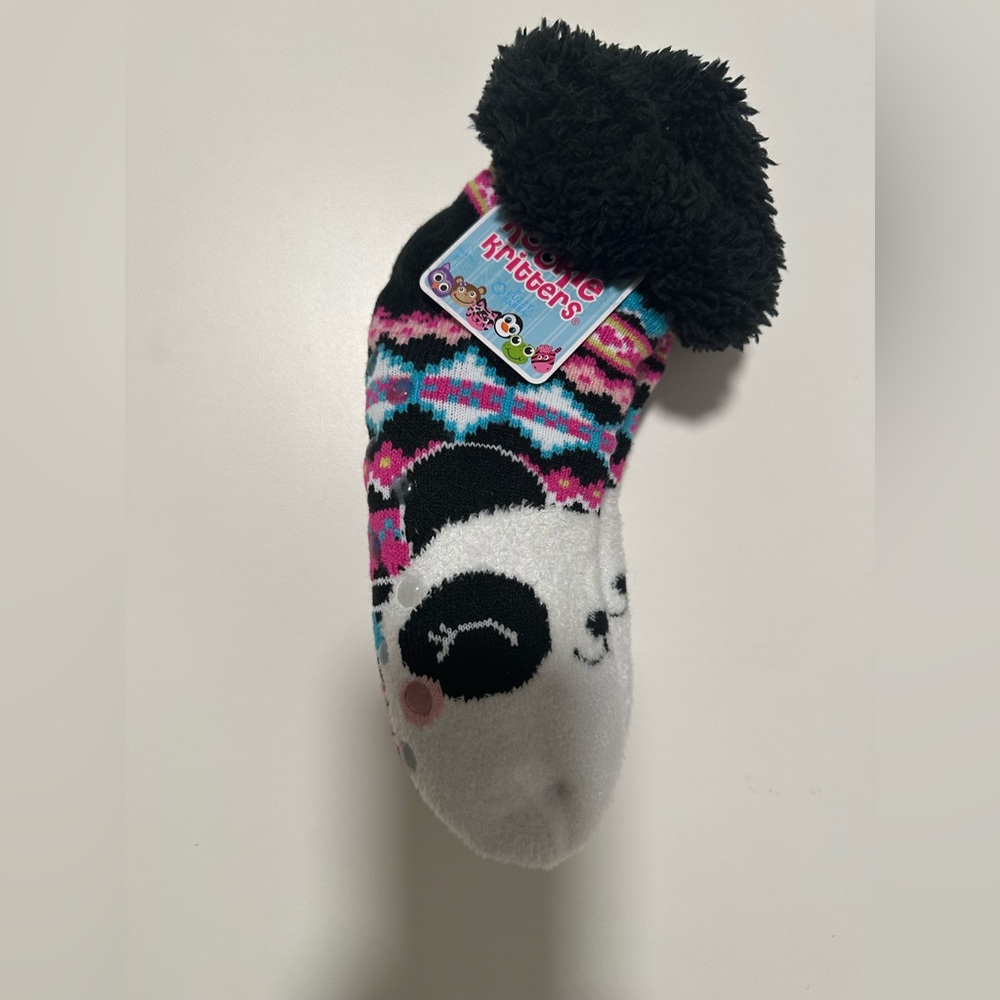 NEW with tag Girls Kookie Kritters Panda Slipper Socks Shoe Size 4-10 1 Pair